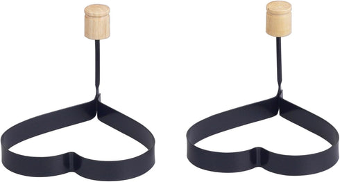 HIC Non-Stick Cooking Rings Set of 2, Heart Shaped, Nonstick, PFOA & BPA Free, 4.625" x 4.25"
