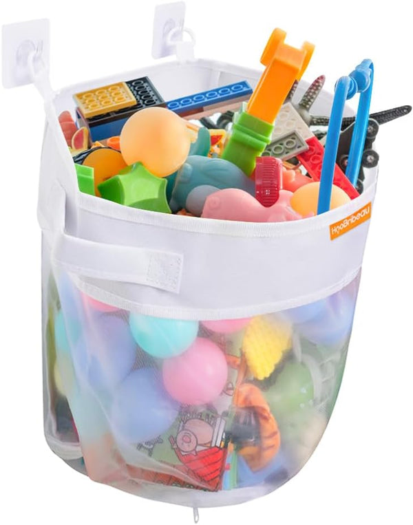 Bath Toy Organizer Large Capacity Mesh Storage with Wide Opening, Quick Release