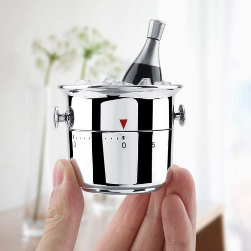Wine Cooler Bucket Shaped Kitchen Timer, Bucket Shaped 60 Minutes Kitchen Timer Stainless Steel Mechanical Wind-Up Timer, Kitchen Gadgets, Cute Time Management Tool for Cooking Teaching Learning by Hongzer
