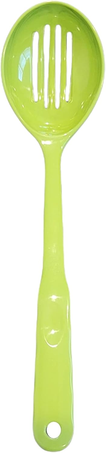 12.5" Long Handled Colorful Melamine Slotted Serving Spoon (Green, 1 Pack)