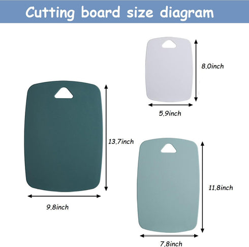 Plastic Cutting Board Set of 3, Cutting Boards for Kitchen,Thick Chopping Boards for Meat, Veggies, Fruits, with Easy Grip Handle,Dishwasher Saf,Suitable for outdoor camping, RV. (green) by XINHUISHQZ