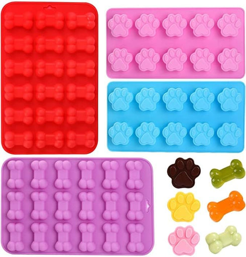 Silicone Molds for Dog Treats - Puppy Dog Paw and Bone Mold, Non-Stick Food Grade, Cupcake Baking