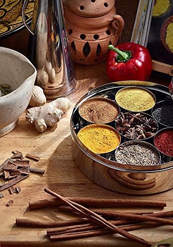 7 2 9 9 Inches Mother's Day Gifts Stainless Steel Spice Container Masala Box Containers and Small Spoon Masala Box