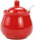 FUYU Ceramic Sugar Bowl with Lid and Spoon, Spice Jar Seasoning Box, Condiment Pot