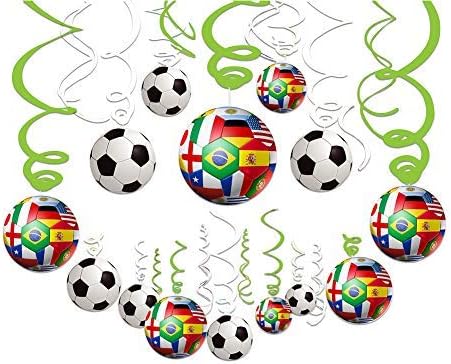 30CT Soccer Hanging Swirl Decorations for Soccer Party Supplies Theme Birthday Party