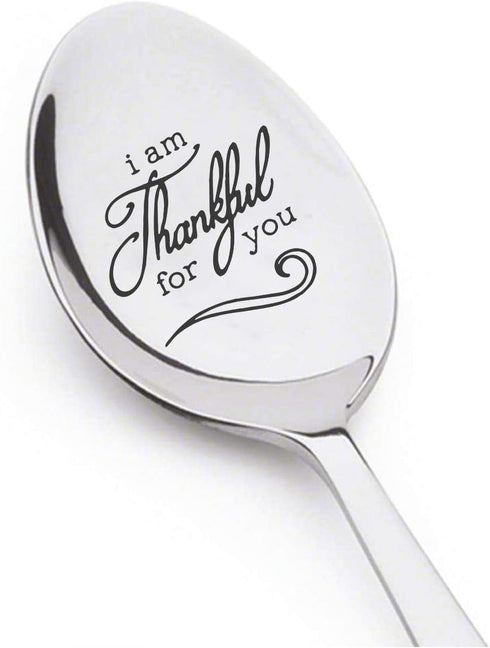 Personalized Hand Stamped Teaspoon Gift - I am Thankful for You, Inspirational Saying, Thanksgiving Gift