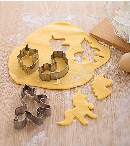 3-Piece Unicorn Cookie Cutter Set, Stainless Steel Unicorn, Rainbow & Head Shapes, Dishwasher Safe