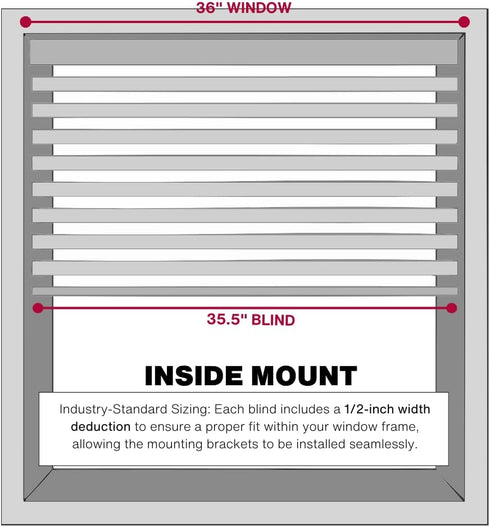 LOTUS & WINDOWARE Cordless Mini Blind, 1" Vinyl Slats, 36" Wide x 54" Long - White