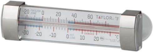 Taylor Large Tube Analog Refrigerator and Freezer Thermometer, Easy to Read, Suction Cups