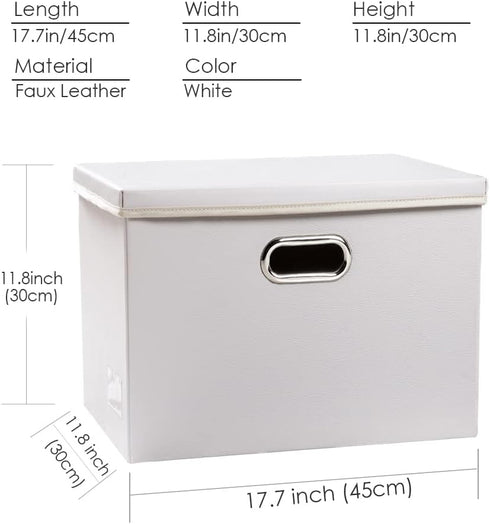 PRANDOM Large Stackable Storage Bins with Lids, 3-Pack Leather Fabric Foldable Storage Boxes for Home
