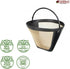 Delibru Gold Tone #4 Cone Style Reusable Coffee Filter, Fits 8-12 Cup Coffeemakers, Universal Fit