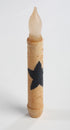Set of 2 Primitive LED Taper Candles with Black Star, Battery Operated, Wax-Dipped