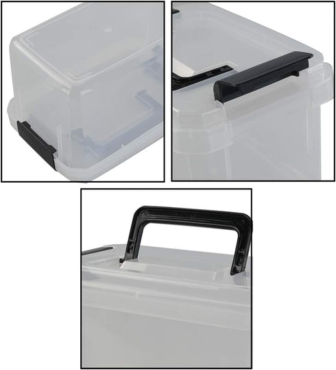 Teyyvn Plastic Mini Latch Box, Storage Bin with Locking Lids, Pack of 4, 2 L, Clear