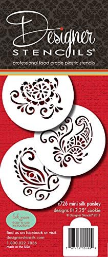 Designer Stencils Mini Silk Paisley Cookie Stencils, Beige/Semi-Transparent