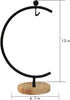 Ian Enterprises Ornament Display Stand Iron Pothook Stand for Hanging Glass Terrarium/Picture (Big G-Shaped Wood Base