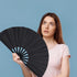 2 Pack Large Folding Hand Fan, Nylon-Cloth Vintage Retro Fabric Fans for Men/Women, Dance, Performance, Gift