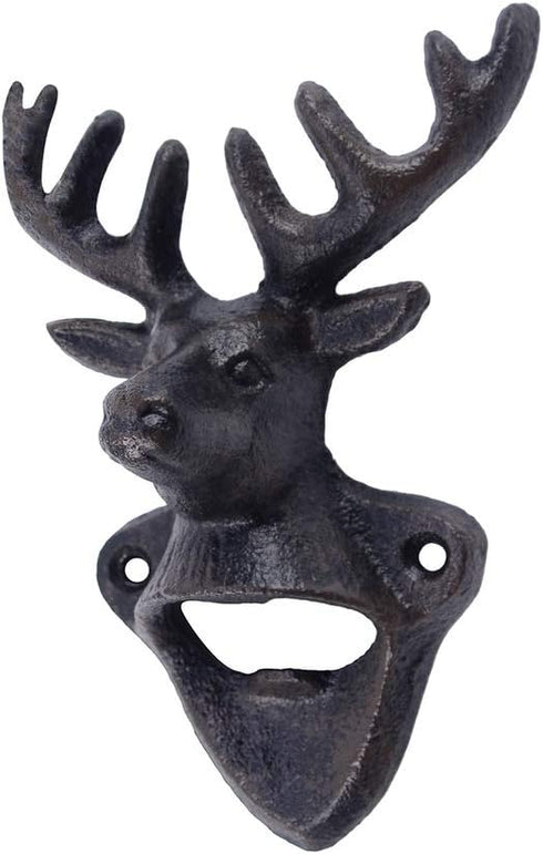 Treasure Gurus Cast Iron Wall Mount Deer Antlers Beer/Soda Bottle Opener