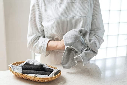Japanese Kitchen Cloth Bincho Charcoal Blended, Layered Fine Mesh Cloth for Dish Wipe, Table Wipe, Hand Wipe