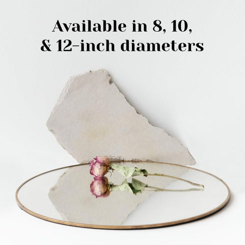 PARNOO 12 Inch Round Mirror Plate, Set of 12, 1.5mm Thick Glass Tiles with Smooth Edges for Candle Wedding Centerpieces