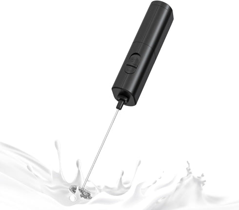 Powerful Electric Milk Frother, Battery Operated Foam Maker Mixer for Coffee, Cappuccino, Latte, Black