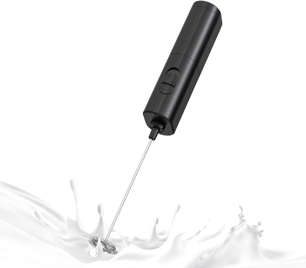 Powerful Electric Milk Frother, Battery Operated Foam Maker Mixer for Coffee, Cappuccino, Latte, Black