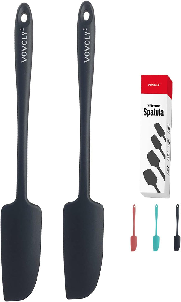 2-Pack Vovoly Silicone Jar Spatulas, Small Seamless Rubber Scraper with Stainless Steel Core, Heat Resistant