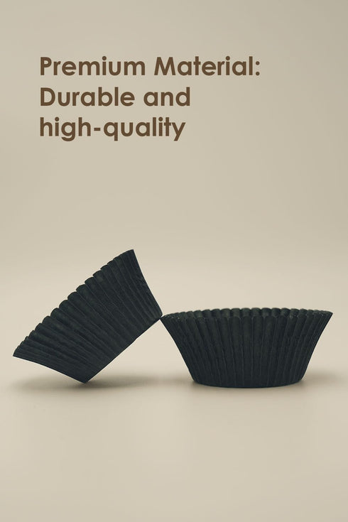 200pcs Standard Black Cupcake Liners, Food Grade Greaseproof Parchment Muffin Wrappers for Decorations
