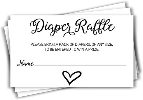 All Ewired Up 50 Gender Neutral Watercolor Heart Baby Shower Diaper Raffle Tickets - Lottery Insert Cards for