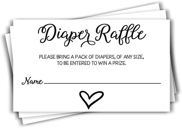 All Ewired Up 50 Gender Neutral Watercolor Heart Baby Shower Diaper Raffle Tickets - Lottery Insert Cards for