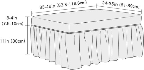 VIENLOVE 3D Bubble Lattice Rectangle Ottoman Slipcover Polyester Footstool Protector Covers with Skirt Stretch Stool