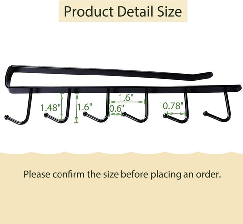 Art Secret 3pcs Mug Holder Under Cabinet, Fit for 1 Inch Thickness Shelf or Less, Black.