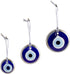 Platinum Plating Handmade Evil Eye Turkish Greek Glass Charm Decorative Ornament Set of Three (1.5"-2"-2.7")