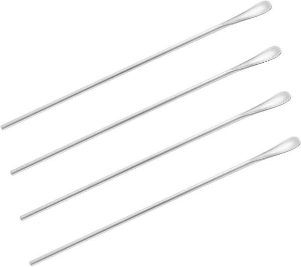 10 Inch Coffee Stirrers Spoon, Silver Stainless Steel 304# Cocktail Beverage Stirring Stick, Set of 4