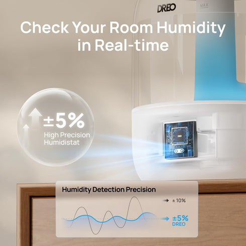 3L 30H 26dB DREO Humidifiers for Bedroom, Top Fill & Quiet Runtime for Large Room, Cool Mist Ultrasonic Humidifier