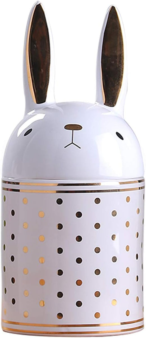 HAUCOZE Rabbit Cookie Jar Decorative Candy Jar with Lid, Modern Ceramic 8.1inch