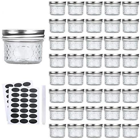 Accguan Mini Mason Glass Canning Jars,4 OZ Jelly Jars With Regular LidsSilver,Ideal