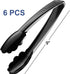 Plastic Tongs for Serving (Pack of 6) 9 Inch - Heavy-Duty Hard Plastic Reusable or Disposable Serving Tongs for Catering, Dinner Parties, Banquets, Buffets, Events, Weddings and Everyday Use, Black by JoyServe