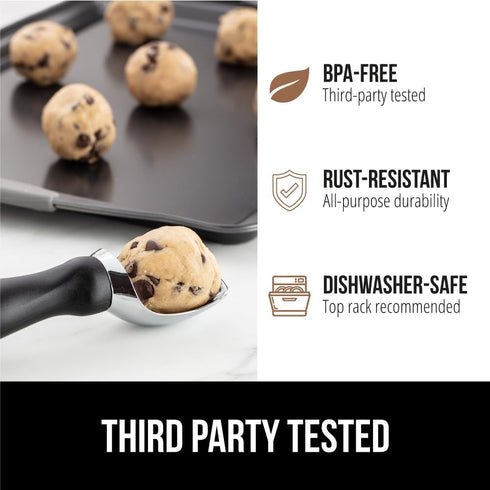 GORILLA GRIP Heavy Duty Ice Cream Scoop, BPA-Free, Dishwasher Safe, Comfortable Zinc Alloy Handle, Professional Scooper