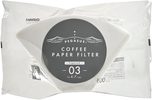 Hario Pegasus Flat Bottom Filters, Size 03, White, 100ct