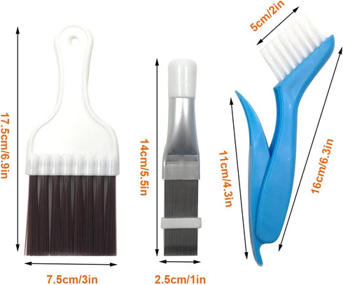 3 Styles Air Conditioner Condenser Fin Cleaning Brush, Premium Stainless Steel Fin Comb, Refrigerator Coil Cleaning