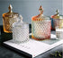 1PCS 300ml/10oz Empty Cylindrical Diamond Crystal Glass Candy Dish, Storage Container with Caps
