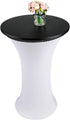 24 Inch JISEN Cocktail Waterproof Round Table Topper Cap Polyester Fitted Stretchable Tablecloth Cover D-Black