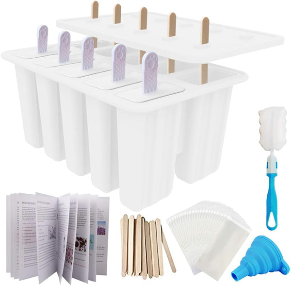Homemade Popsicle Molds: Silicone Frozen Ice Popsicle Maker with 50 Sticks, Bags, and Recipes