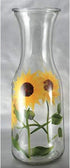 Grant Howard 34 Ounce Capacity Hand Painted Beverage Glass Carafe, Elegant Drink Pitcher, Sunflower Design