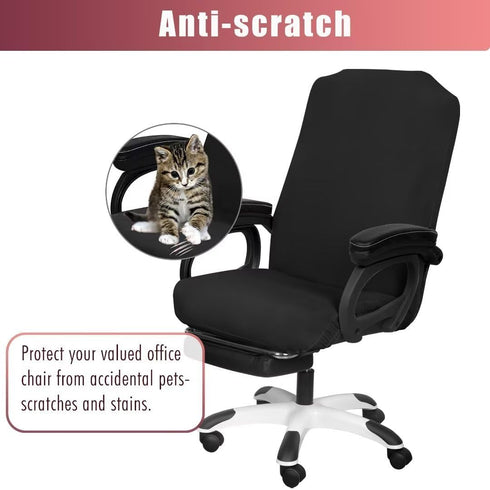 SARAFLORA 2 Pack Stretchable Office Chair Cover, Removable Computer Chair Slipcover with Zipper, Black
