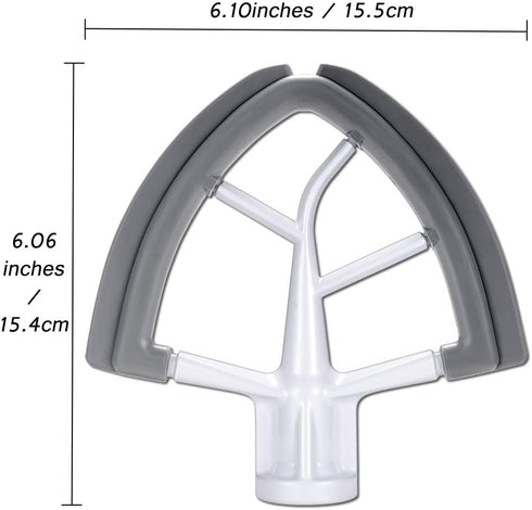 Flex Edge Beater for KitchenAid 4.5/5 QT Tilt Head Stand Mixer - Double Silicone Edge Mixer Paddle, White