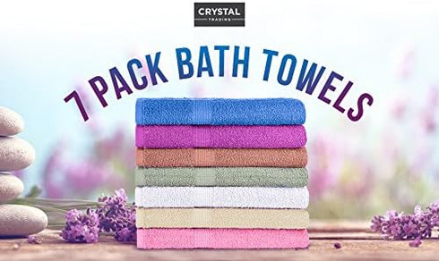 7-Pack 100% 27" 52" CrystalTowels Bath Towels - Extra-Absorbent - Cotton - x
