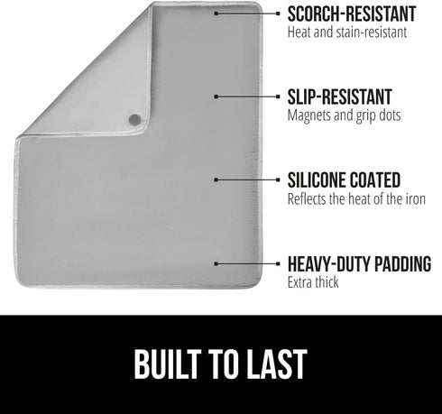 Gorilla Grip Ironing Mat, Portable Ironing Pad, Magnetic Ironing Blanket for Top of Washer, Dryer, Table Top, Countertop, Silicone Coating and Scorch Resistant, Travel Size 28x24, Silver by Gorilla Grip