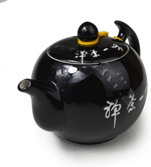 Porcelain Teapot, 10oz Small Xishi Chinese Gongfu Tea Set Ceramic Kettle in Black