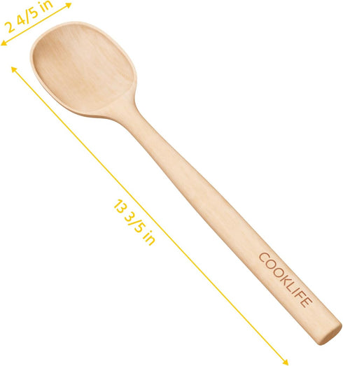 Beech Wooden Spoons for Cooking - Large Natural Beech Cooking Utensils with Smooth Finish